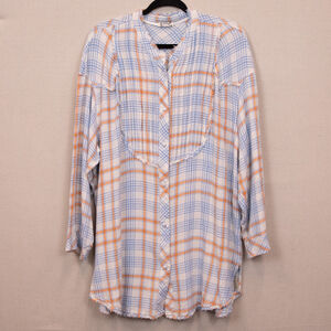 Intimately Free People Plaid About You Sleep plaid button down top-M